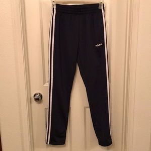 Adidas track pants, small, black w/white lines